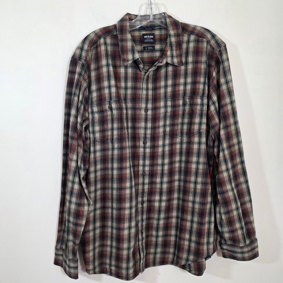 Prana Other - Prana Mens Shirt Organic Cotton Plaid Flannel Button Down Standard Fit Large L